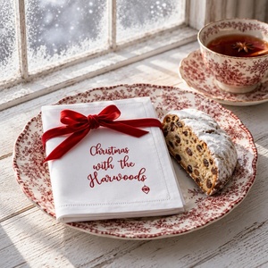 Napperons et serviettes en lin 100% brodés à la main pour Noël, idéaux pour hôtels, festivals et banquets (vente en gros) - Product Image 4