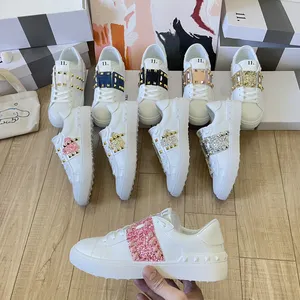 Women Flat Glitter Sneakers Casual Female Mesh Lace Up Bling Platform  Comfortable Plus Size Vulcanized Crystal Shining Shoes New