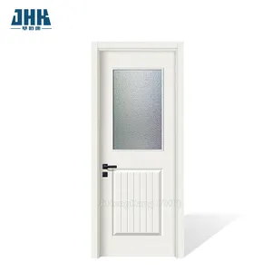 JHK-G11 putih primer Frosted kaca tempered LITE 1 PANEL V-GROOVE flush pintu Harga pintu depan