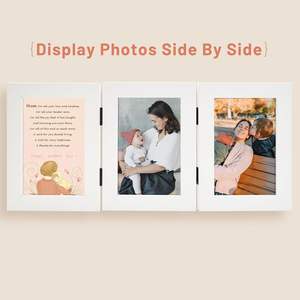 Cadre photo en bambou à <span class=keywords><strong>trois</strong></span> images Long River, écologique, à <span class=keywords><strong>trois</strong></span> volets, avec charnières, pour bureau, <span class=keywords><strong>collage</strong></span>, véritable verre, affichage familial, moderne - Product Image 4