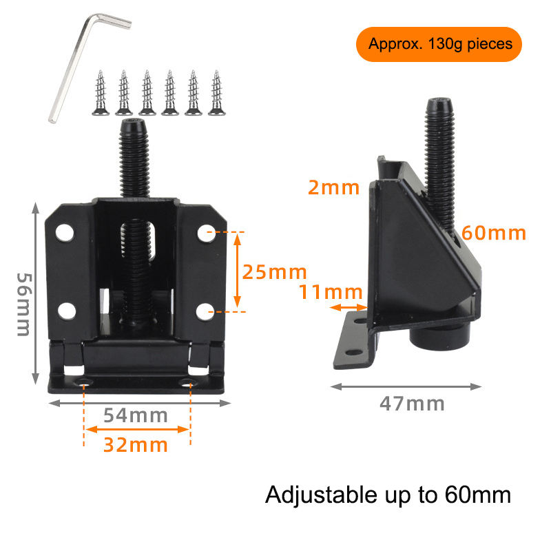 black Adjustable up to 60mm