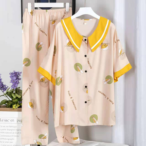 Pigiama <span class=keywords><strong>da</strong></span> donna in <span class=keywords><strong>cotone</strong></span> con motivo a cartoni animati Set di indumenti <span class=keywords><strong>da</strong></span> <span class=keywords><strong>notte</strong></span> personalizzati <span class=keywords><strong>da</strong></span> donna a girocollo a girocollo a maniche corte - Product Image 2