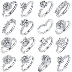 Anello di Fidanzamento in Argento Puro con Moissanite a Sei Punte, Fede Nuziale, Gioielli Raffinati per Donne - Product Image 2