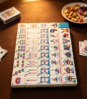 Jeu de Mahjong en Acrylique Thème Sports d'Hiver Ski, 160 Pièces, Mahjong Américain Personnalisé, Cadeau Original
