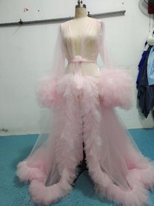 2024 phi màu hồng sưng húp <span class=keywords><strong>v</strong></span>ải tuyn cô dâu Boudoir đồ ngủ áo choàng dài Mang Thai đồ ngủ nhiếp ảnh quần áo thai sản Ăn mặc - Product Image 3