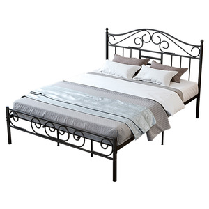 Lit double mobile 2026 au design <span class=keywords><strong>nordique</strong></span> rétro avec cadre en acier courbé et design moderne et épuré pour chambre à coucher - Product Image 5
