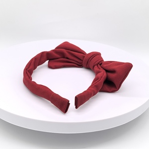 Tùy Chỉnh Thân Thiện Với Môi Màu Đỏ Bow Mỏng Phong Cách Cao cấp Headband Vải Bé Bow Cho Trẻ Mới Biết Đi Dệt Kim Tóc Bow Hôn Ban Nhạc Trẻ Em Mũ Nón - Product Image 4
