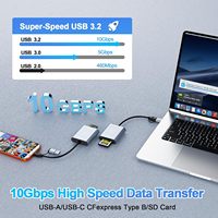 Lecteur de cartes professionnel CFexpress Type B et SD avec USB 3.2 (Gen 2) USB-C et USB-A 2-en-1, adaptateur double fente Type B SD CF Express