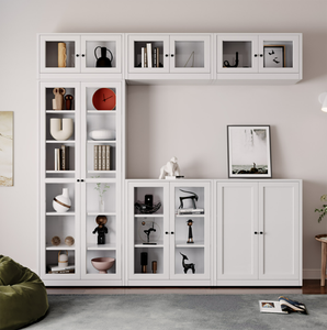 Libreria in acciaio con vetrine e librerie per soggiorno - Product Image 4