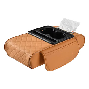 Boîte à mouchoirs de <span class=keywords><strong>voiture</strong></span> 4 en 1, repose-bras, sac de rangement avec porte-gobelet, organisateur central multifonctionnel, accessoires intérieurs de <span class=keywords><strong>voiture</strong></span> - Product Image 1