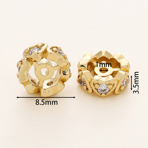 <b>Copper</b> Plated Gold Flower Bead Caps With Zircon For <b>Bracelet</b> Making DIY Jewelry Accessories - Product Image 2