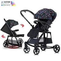Poussette Bébé High View avec Nacelle Inclinable 3 Positions, Support Dorsal en PP, Absorption des Chocs, Repose-Pieds Réglable et Capote