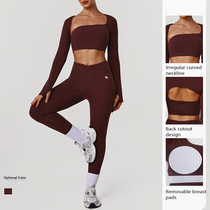 Nieuw logo Naadloze 2-delige Hoge Kwaliteit Fitness Compressie Yoga Kleding Leggings Workout Sets Aangepast logo voor Vrouwen - Product Image 2