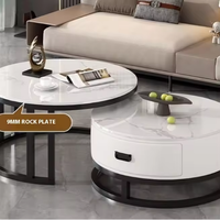 Table basse en pierre pour salon, style luxe léger, simple, nouvelle, minimaliste, combinaison de marbre, table à thé
