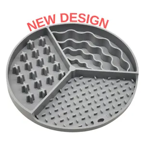 Food Grade Cat Dog Licking Mat Non-slip Round Pet Lick Pad Circle Silicone Pizza Style Lick Mat With Suction Cups