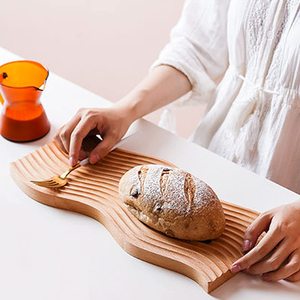 Water ripple <b>tray</b>, Nordic dessert beech wood cutting board, wooden bread plate, food photography prop, wooden plate, dessert - Product Image 1