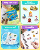 Livres d'autocollants réutilisables en vinyle pour enfants - Autocollants mignons imperméables sur le thème de la ferme et des véhicules pour tout-petits, apprentissage préscolaire