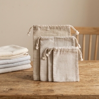 Pochette à bijoux en lin naturel biodégradable et réutilisable avec cordon de serrage, petit sac d'emballage en gros pour grains de café et herbes