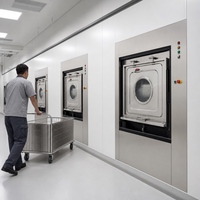 Laveuse de barrière hygiénique industrielle à double porte pour équipement de blanchisserie, destinée aux services de linge hospitalier et aux usines textiles