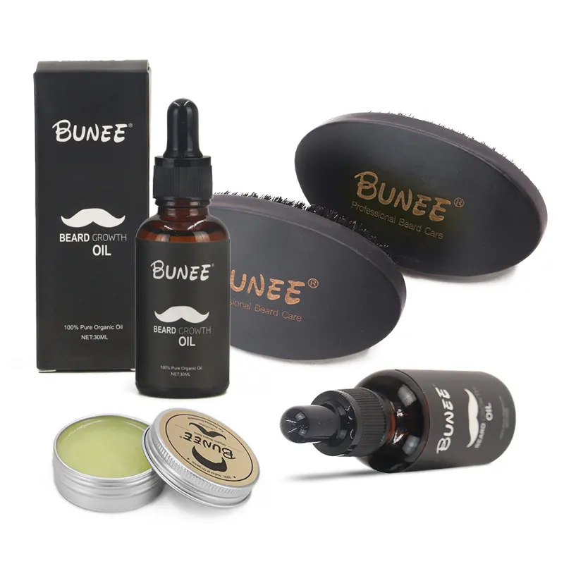 Kit de soins pour barbe et cheveux pour hommes, huile pour barbe 30 ml, baume, brosse, 30g, 1 pièce