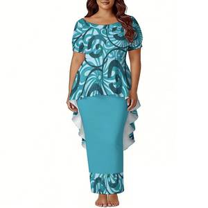 Nuovo Elegante Abito Aderente a Sirena Personalizzato, Vestito Polinesiano Puletasi, Design delle Isole del Pacifico, Abito con Maniche a Sbuffo, Abbigliamento Femminile 2 Pezzi - Product Image 2