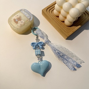 Porte-clés en dentelle avec nœud en forme de cœur, porte-clés INS mignon avec nœud papillon, breloque pour sac, pendentif, cadeau pour sac à main, écouteurs, appareil photo, clés de voiture, accessoires - Product Image 4