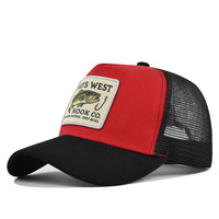 Gorra de béisbol de malla con bordado de pesca, estilo gorra con visera curva, protección solar de verano, a la moda y deportiva