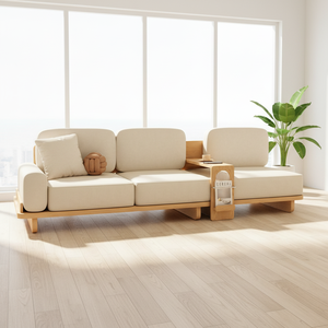 Sofá de Salón en Forma de L, de Madera Maciza, Estilo <span class=keywords><strong>Crema</strong></span>, Diseño Simple, Personalizable, de Tres Plazas, para Apartamentos Pequeños - Product Image 6