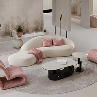 Canapé Courbé Moderne en Tissu Chenille, Canapé Arc pour Magasin de Vêtements, Salon de Beauté, Réception de Bureau, Causeuse d'Appoint, Taille Personnalisée