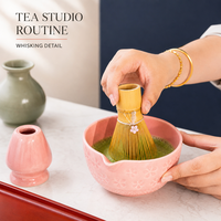 Ensemble de thé matcha Sakura personnalisable de 8 pièces, bol en céramique, fouet, cuillère, passoire, boîte cadeau pour cérémonie du thé