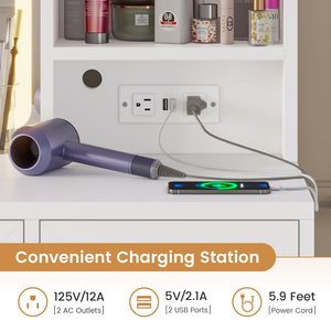 Meja Rias Panel Kayu Modern Nordik untuk Kamar Tidur dengan Lampu LED, OEM Pabrik Furnitur - Product Image 6