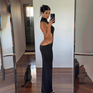 2024 primavera sólido sin mangas sin espalda elegante Sexy Bodycon Maxi vestido de graduación ropa de mujer fiesta de cumpleaños vestido Casual - Product Image 5