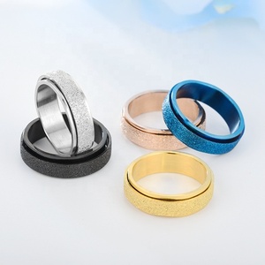 Anelli Girevoli Antistress alla Moda 2022 per Uomo e Donna, Gioielli in Acciaio Inossidabile Opaco, Anello Rotante per Coppie a Prezzo Conveniente - Product Image 1