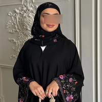 Nouvelle Abaya Noire Style 2026 pour Femme Musulmane, Robe Simple avec Broderie Florale