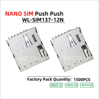 WECONN WL-SIM137-12N 6PIN+1 H=1.37mm Interrupteur de détection Push-Push Connecteur de carte Nano SIM Prise d'extension Approuvé RoHS/REACH Intelligent