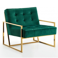 Fauteuils de salon de luxe au design moderne pour hôtel, canapé en velours bleu, fauteuil d'appoint en bouclette avec piètement en acier inoxydable doré