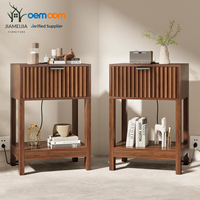 Table de chevet moderne de luxe à lumière naturelle avec double tiroir vertical et fonction de charge pour chambre à coucher et salon