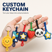 Porte-clés en PVC personnalisé pas cher avec un design amusant de pendentif en forme de crème glacée pour les récompenses en classe, les fournitures scolaires