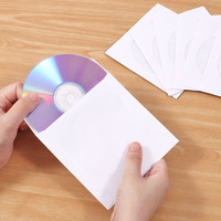 FOSKA amplop cakram kertas putih, 100-Pack lengan CD desain praktis tugas berat 12.6*12.6cm untuk penyimpanan dan perlindungan Media