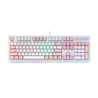 AN07S PINK USB Tipe Mekanik Cherry Gaming Keyboard Baru Outemu Optik 104 Tombol Tahan Air LED Backlit Indikator Efek 3D