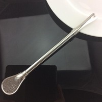 Cuillère-filtre Bombilla détachable en acier inoxydable de 19 cm avec brosse de nettoyage pour les ensembles de pailles à Yerba Maté, café et thé