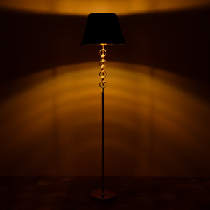<strong>Living</strong> <strong>Room</strong> Nordic Modern Corner Standing <strong>Lamp</strong> Gold Metal <strong>Tall</strong> Floor <strong>Lamp</strong> with Black Cotton Shade - Product Image 3