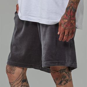 Pantalones Cortos Deportivos Gruesos con Logotipo Personalizado Bordado, Estilo Vintage, de Poliéster y Algodón, Felpa Francesa, Lavado Ácido, Efecto Desteñido por el Sol - Product Image 2