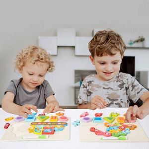Jeu de dessin sur tableau blanc éducatif 3 en 1 pour garçons et filles, animaux, dinosaures, véhicules, puzzle en bois, jouet en bois pour enfants - Product Image 2