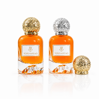 Flacon cylindrique en verre de luxe de 100 ml pour parfum, avec bouchon couronne, atomiseur transparent rechargeable, emballage givré pour huiles de soin