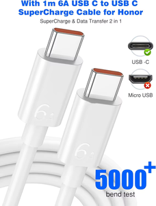 EU 100W <span class=keywords><strong>supercharge</strong></span> Type C ชาร์จเร็วสำหรับ <span class=keywords><strong>Huawei</strong></span> Honor 200 Pro 200 Lite Magic7 6 5 4 3 Lite 100W ที่ชาร์จ USB-C PD สาย USB C - Product Image 6