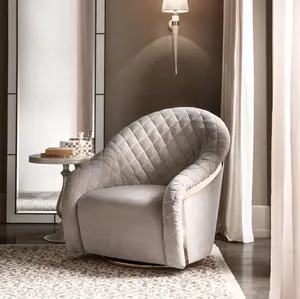 Kursi Baja Tahan Karat Kualitas Tinggi Beludru Putih Kursi Santai Modern Tunggal Kursi Sofa Ruang Tamu Furnitur