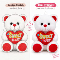 Ours en peluche assortis en forme de cœur, crème, rose, orange, blanc, en provenance directe d'usine, animaux en peluche OEM ODM pour les marques de la Saint-Valentin