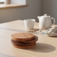 Sous-verre en bois style campagnard, hêtre et noyer noir, tapis isolant pour café, avec logo gravé, design pastoral, modèle chinois