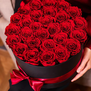 <span class=keywords><strong>Rose</strong></span> Rosse Eterne Preservate in Scatola Rotonda Nera, Bouquet Floreale a Lunga Durata, Regalo per Matrimoni e San Valentino - Product Image 3